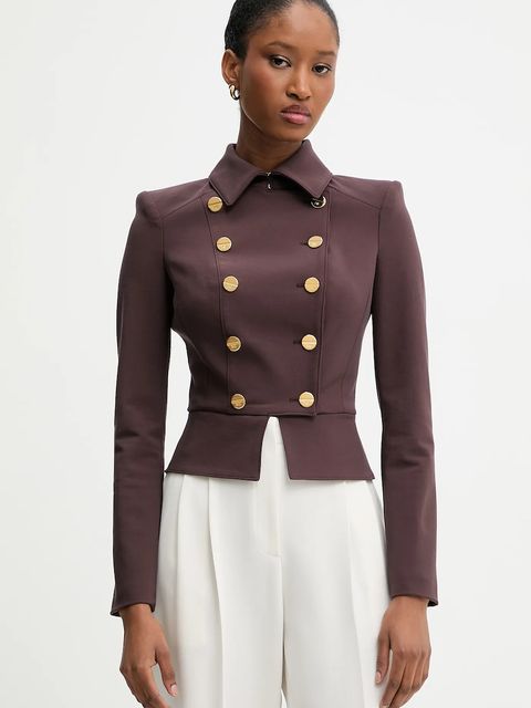 Elisabetta Franchi marynarka kolor bordowy dwurzędowa gładka GI18557E2 - zdjęcie produktu nr 1