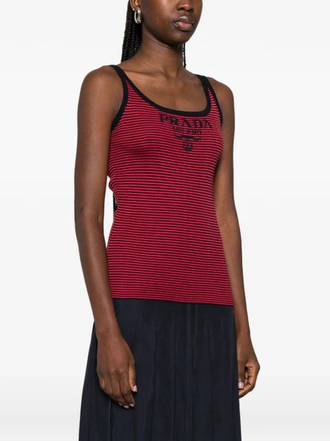 Prada striped logo tank top - Red