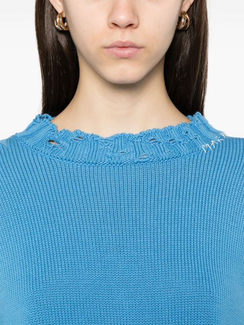 Marni dishevelled cotton sweater - Blue