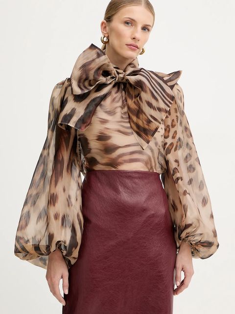 Retrofete bluzka jedwabna Peregrine damska kolor beżowy wzorzysta R-FW25-11912-11 - zdjęcie produktu nr 1