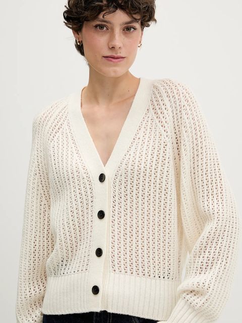 Sisley kardigan z dodatkiem wełny damski kolor beżowy 1WBZL602U - zdjęcie produktu nr 2