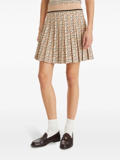 Tory Burch T monogram pleated skirt - Neutrals
