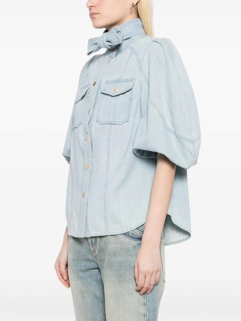 ZIMMERMANN acacia denim lantern blouse - Blue