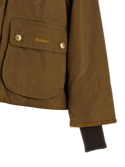 Barbour Cropped Beadnell corduroy-collar waxed cotton jacket - Brown