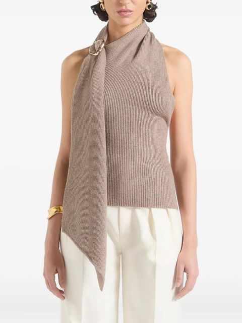 Manière De Voir Elodie knitted draped halterneck top - Brown - zdjęcie produktu nr 1