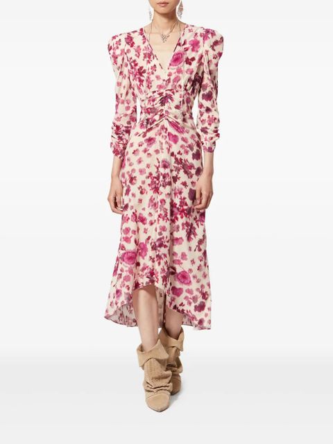 ISABEL MARANT x Albini floral ruched dress - Neutrals - zdjęcie produktu nr 2