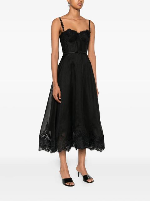 ZIMMERMANN lace-trimmed corset midi dress - Black