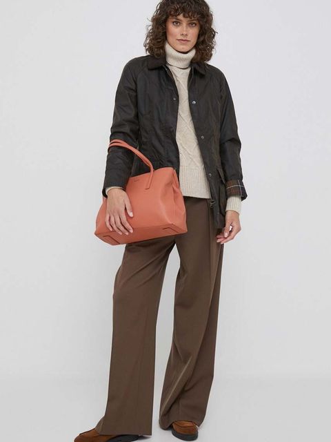 Barbour kurtka bawełniana Classic Beadnell Wax Jacket kolor brązowy przejściowa LWX0668