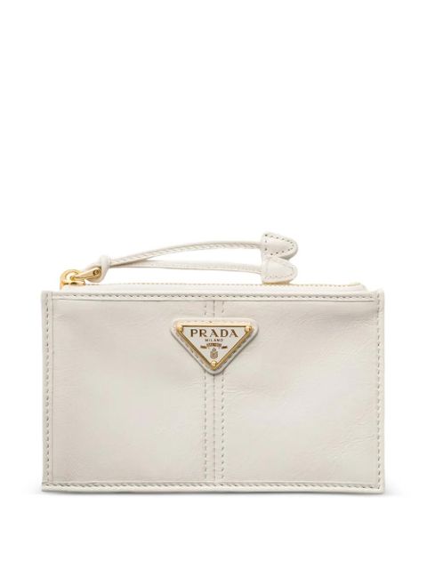 Prada leather card holder with zipper - White - zdjęcie produktu nr 1