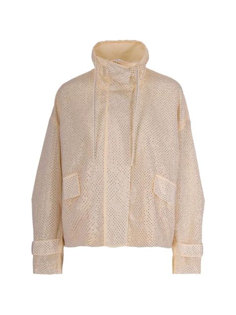 PINKO drawstring-neck rhinestone-embellished jacket - Neutrals - zdjęcie produktu nr 1