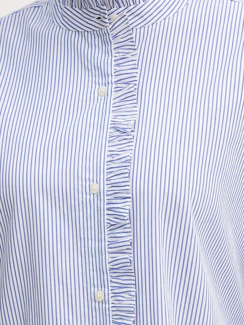 Tommy Hilfiger koszula bawełniana damska kolor niebieski relaxed ze stójką WW0WW46848