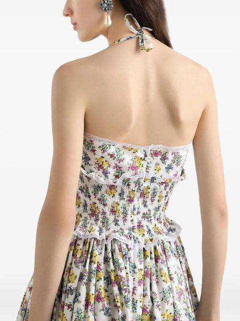 Dolce & Gabbana floral ruffled maxi dress - White