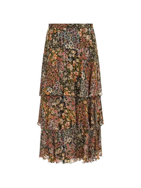 Valentino Garavani ruffled floral-print skirt - Black - zdjęcie produktu nr 1