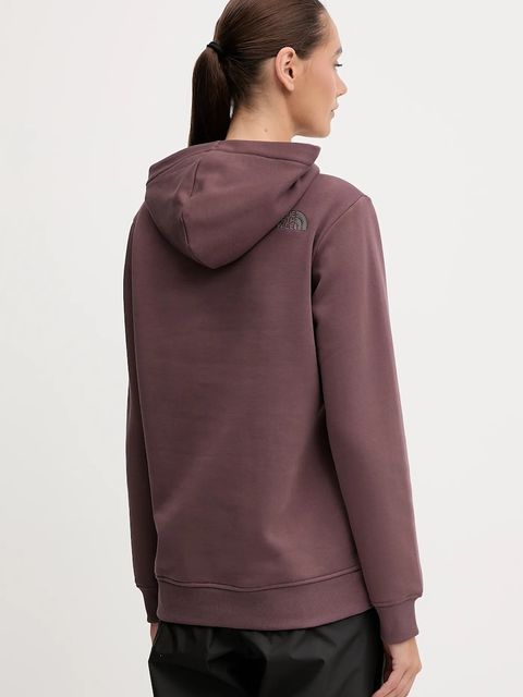 The North Face bluza Drew Peak damska kolor bordowy z kapturem z aplikacją NF0A89EHDUK1
