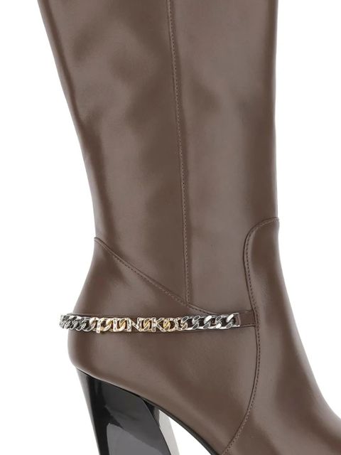 PINKO 90mm chain-embellished boots - Brown