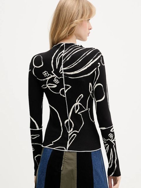 Desigual longsleeve LONDRES kolor czarny z półgolfem 25WWTK49