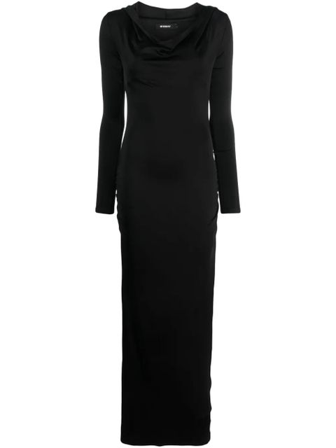 MISBHV draped-neckline hooded maxi dress - Black - zdjęcie produktu nr 1