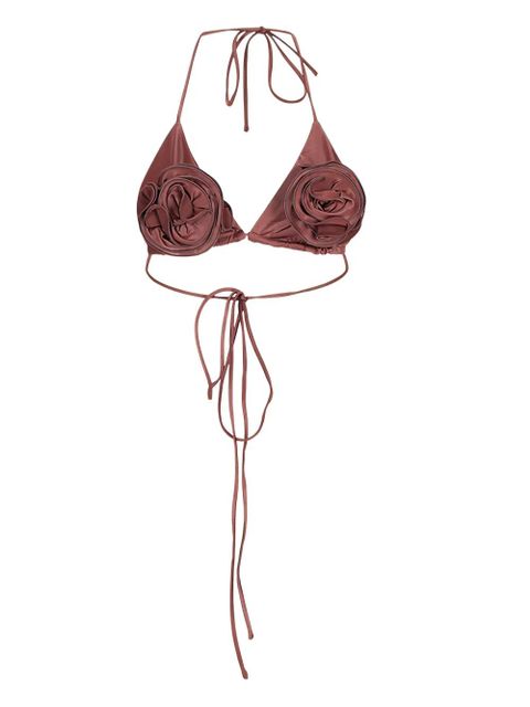 Magda Butrym rose-embellished triangle bikini top - Brown - zdjęcie produktu nr 2