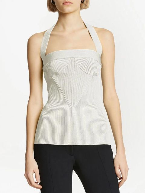 Proenza Schouler ribbed-knit halterneck knitted top - White