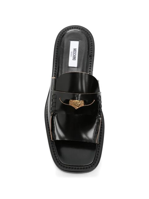 Moschino square-toe flat sandals - Black