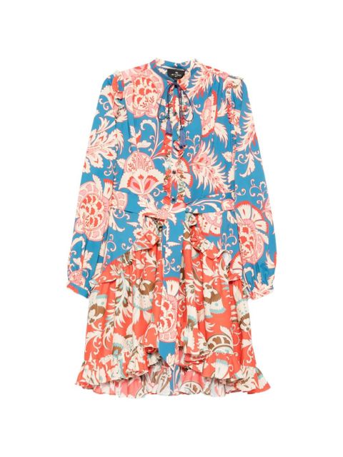 ETRO floral ruffled mini dress - Blue - zdjęcie produktu nr 1