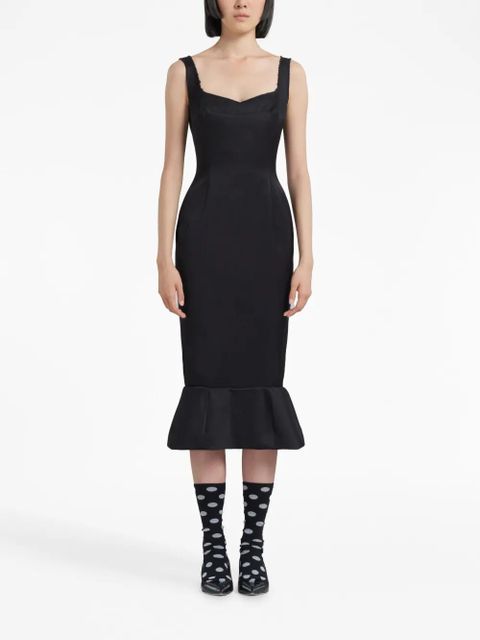 Marni flounce-hem sheath midi dress - Black