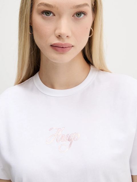 HUGO t-shirt bawełniany damski kolor biały 50550117