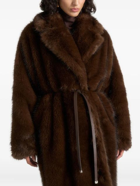 Manière De Voir Bria faux fur belted coat - Brown - zdjęcie produktu nr 1