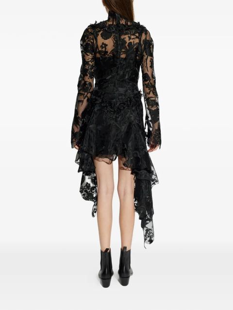 Alexander McQueen ruffled asymmetric dress - Black