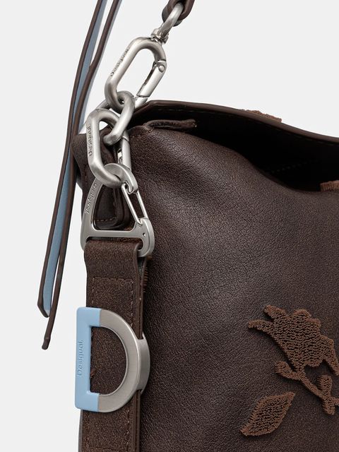 Desigual torebka STENCIL FLOCADO kolor brązowy 25WAKP16