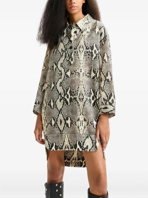 Essentiel Antwerp snake-print shirt mini day dress - Neutrals