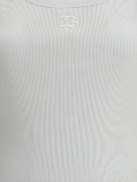 Dolce & Gabbana ribbed logo-embroidered tank top - White