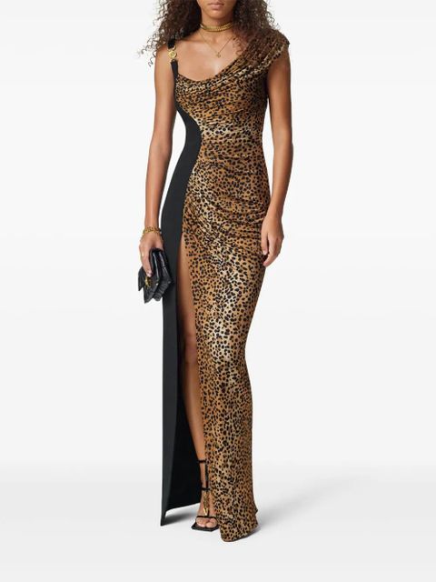 Versace Medusa '95 leopard-print draped gown - Neutrals - zdjęcie produktu nr 2