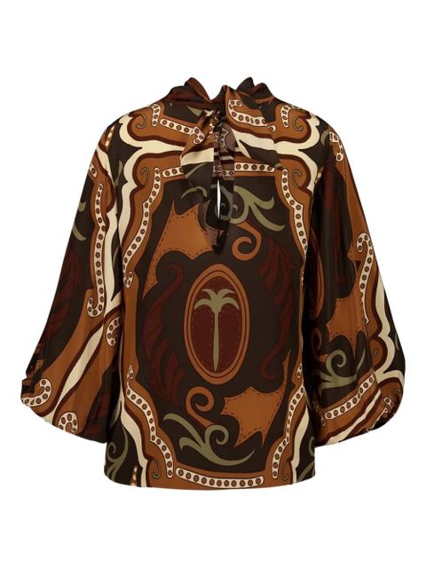 Johanna Ortiz paisley-print high-neck blouse - Brown