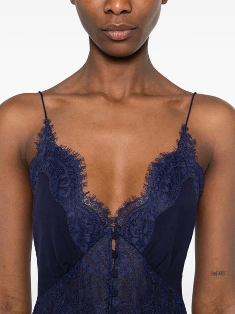 Self-Portrait lace-detail maxi dress - Blue