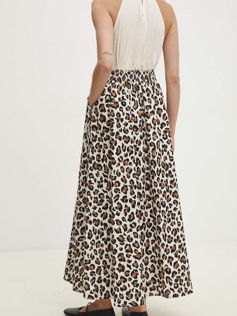 Answear.LAB spódnica bawełniana kolor brązowy maxi rozkloszowana