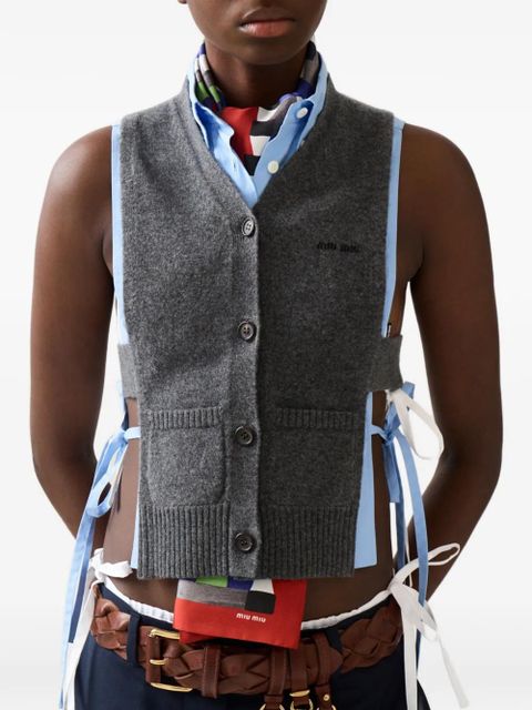 Miu Miu V-neck logo vest - Grey