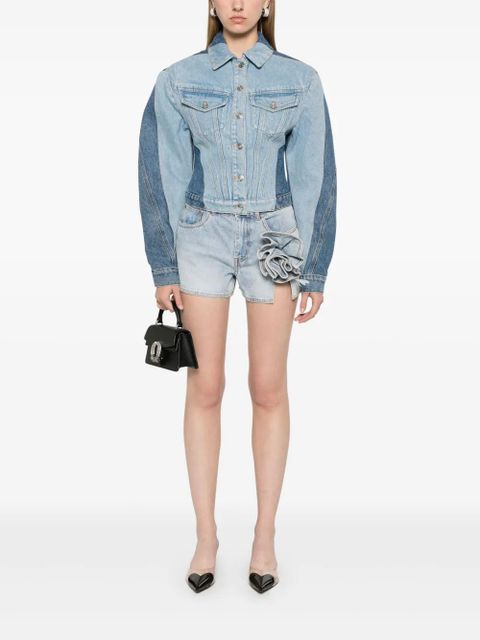 AREA floral-appliqué denim shorts - Blue - zdjęcie produktu nr 2