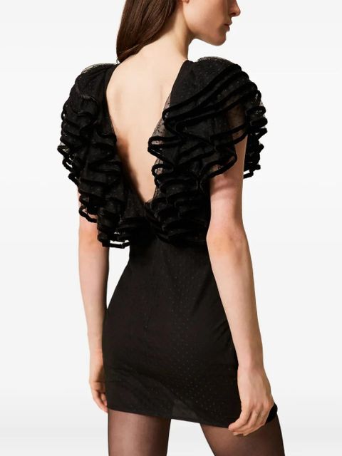 TWINSET ruffled-detail tulle dress - Black