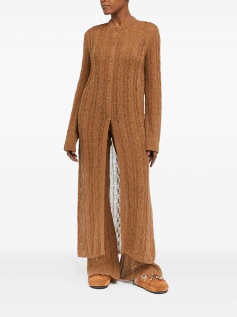 Alanui cable-knit long cardigan - Brown