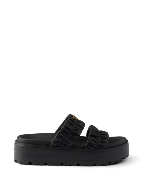 Prada Matelassé nappa leather flatform slides - Black - zdjęcie produktu nr 1