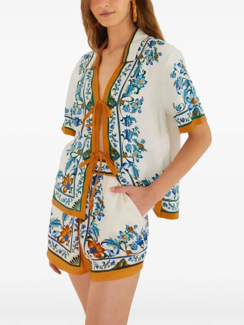 FARM Rio floral-tile shorts - Neutrals - zdjęcie produktu nr 1