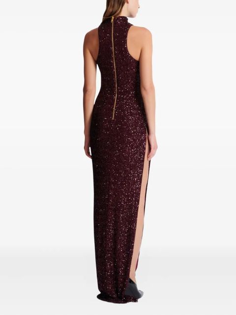 Balmain high-neck sequin dress - Red