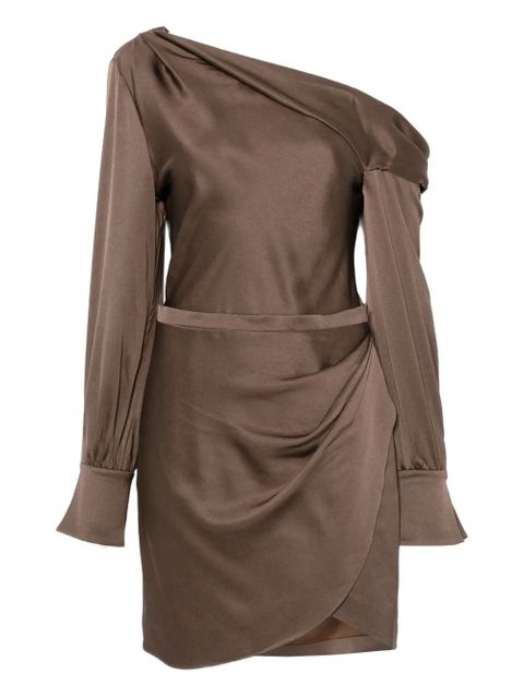 Simkhai one-shoulder wrap mini dress - Brown - zdjęcie produktu nr 1