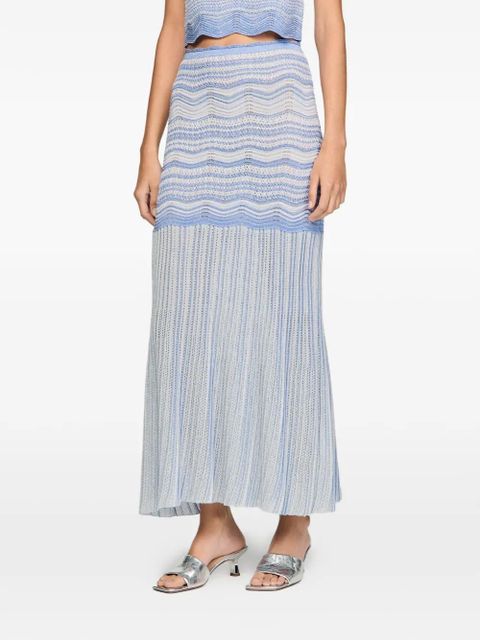 SANDRO chevron pleated knitted skirt - Blue