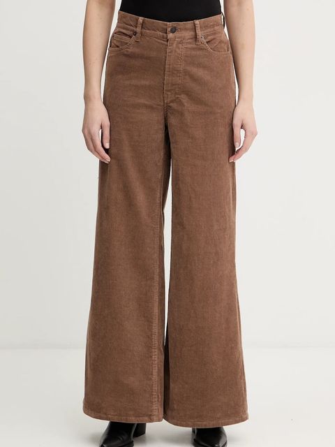ZADIG&VOLTAIRE spodnie sztruksowe damskie kolor brązowy dzwony high waist WWPA01872 - zdjęcie produktu nr 1