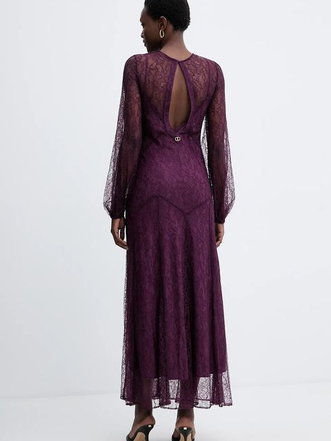 Twinset sukienka kolor fioletowy maxi prosta 252TT2261