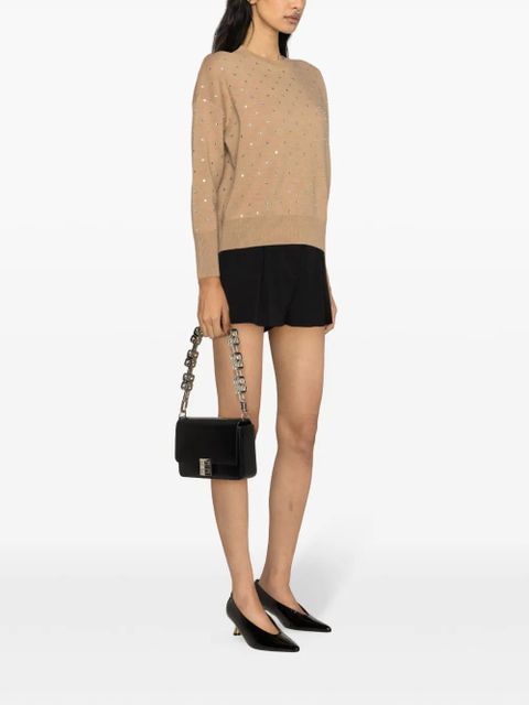 Rabanne crystal-embellished wool jumper - Brown