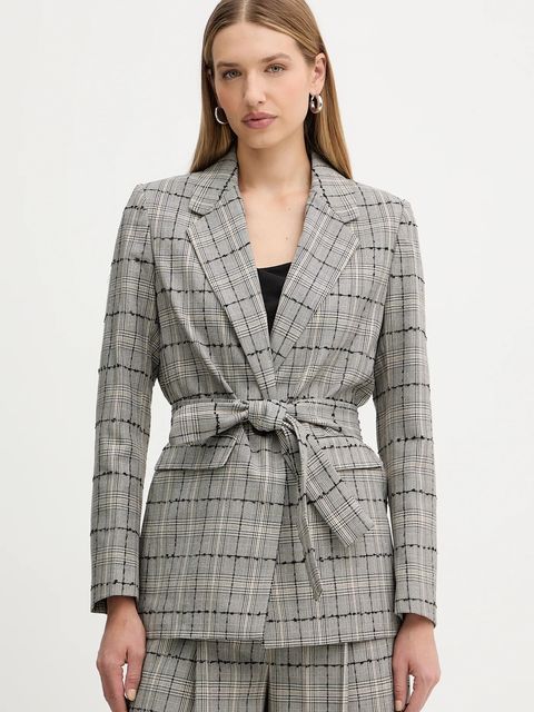 Twinset marynarka kolor szary jednorzędowa wzorzysta 252TP2180