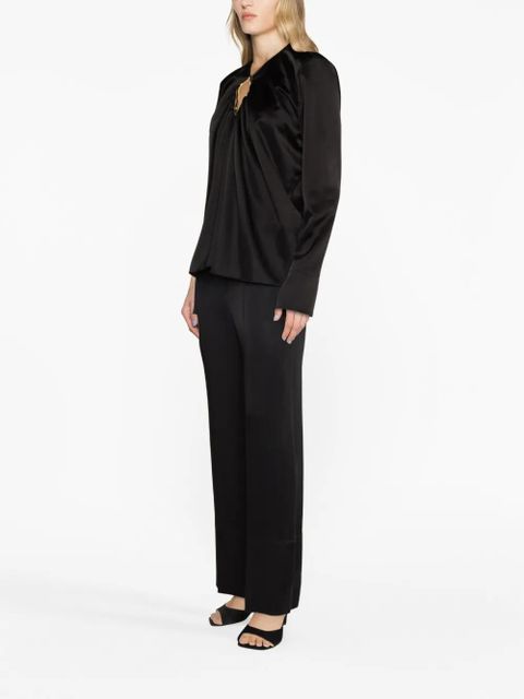 Lanvin draped long-sleeved blouse - Black
